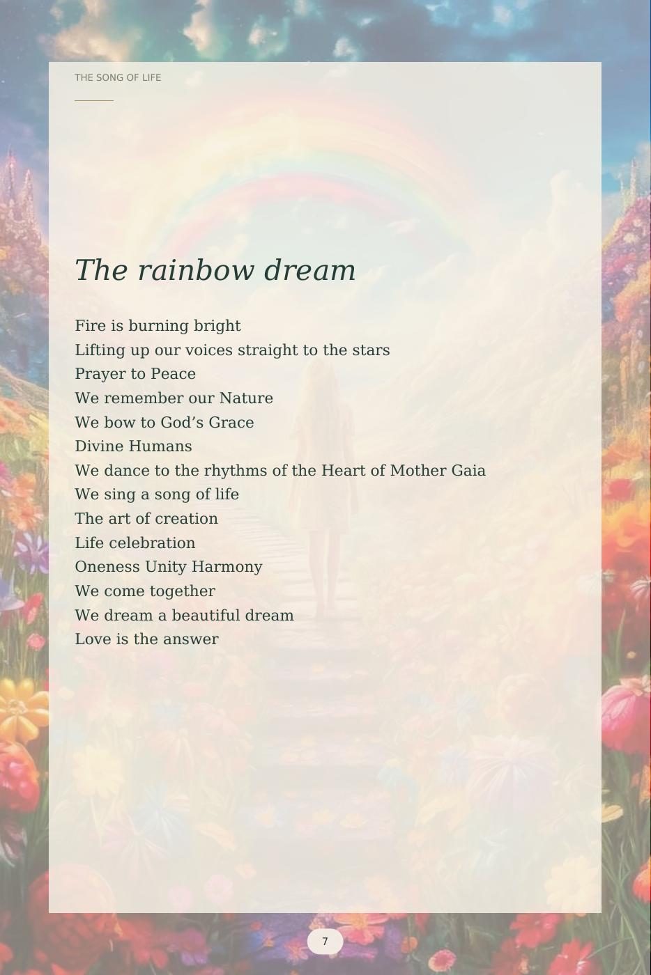 Book page 7: The rainbow dream